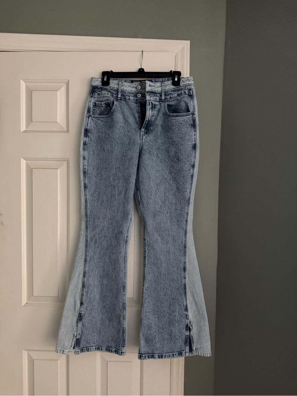 Social Tourist two tone ultra high fise flare